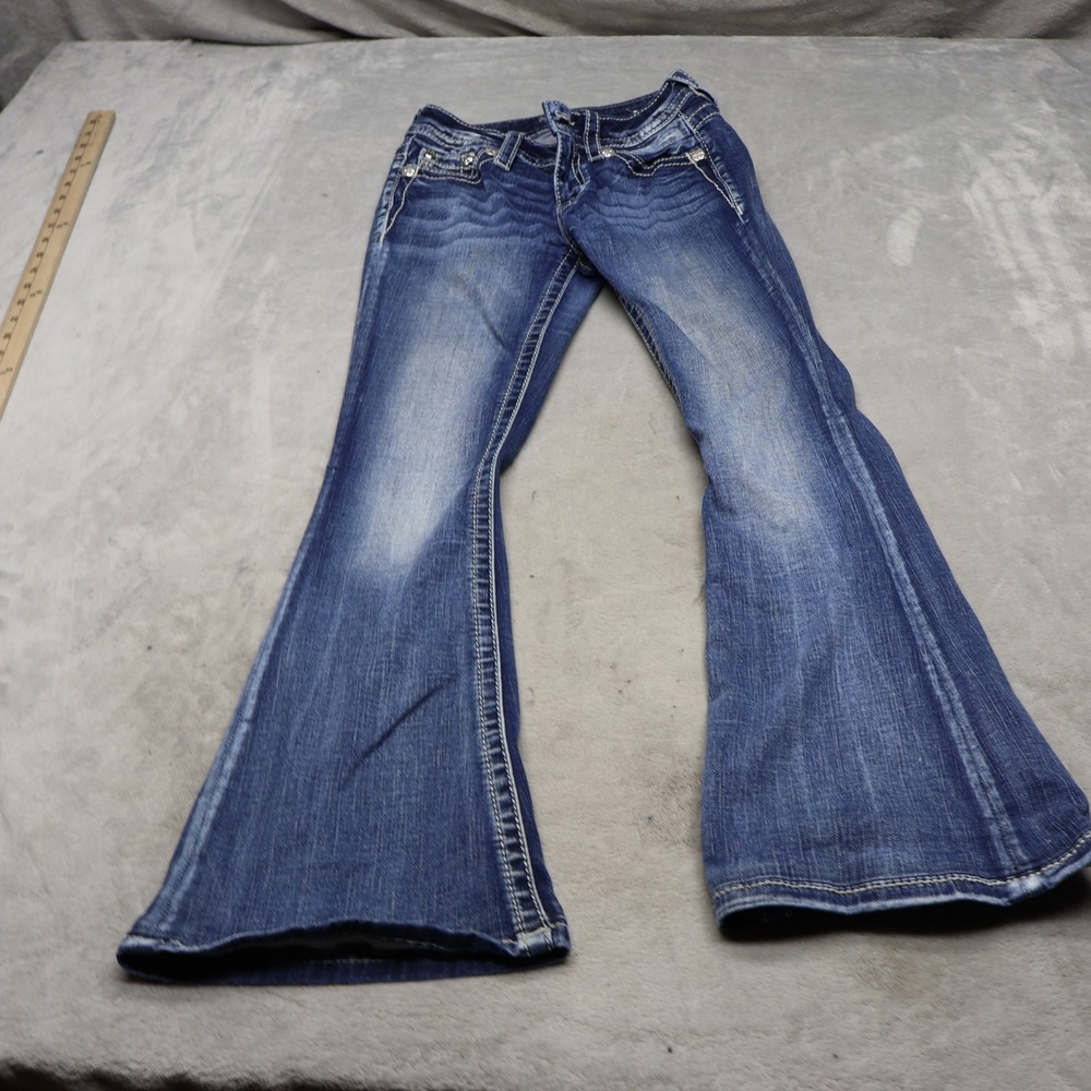 Miss Me Flare Jeans Womens 23 Medium Wash Denim Mid Rise Stretch Fade 23x29